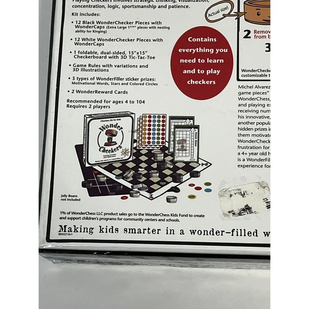 WonderCheckers Checkers Kit for Kids Prize Fillable Pieces 3D NEW‎